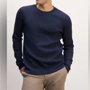 Everlane Waffle Knit Long Sleeve Crewneck Sweatshirt